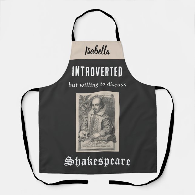 Tablier Image de Shakespeare Drôle Personnalisé Introverti (Recto)