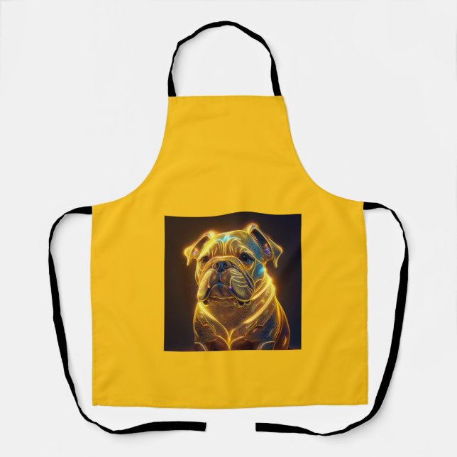 Tablier Image Fantastique Bouledogue Anglais Jaune Néon (Recto)