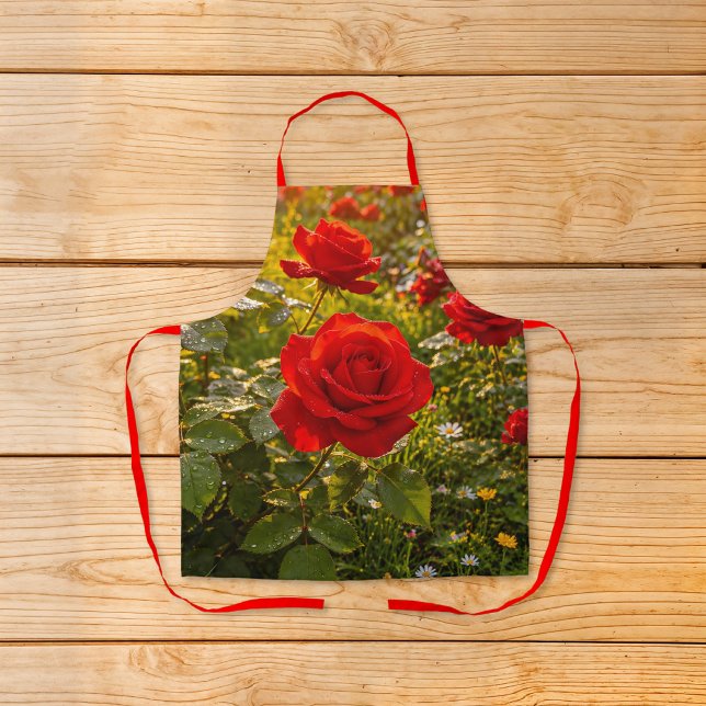 Tablier Image Roses Rouges N° 2 (Apron with red roses)