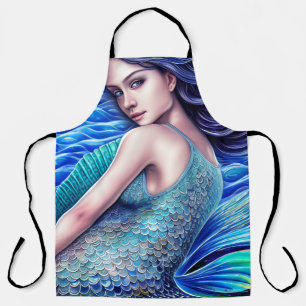 Tablier Imaginaire Blue Ocean Waves Mermaid Art Abstrait