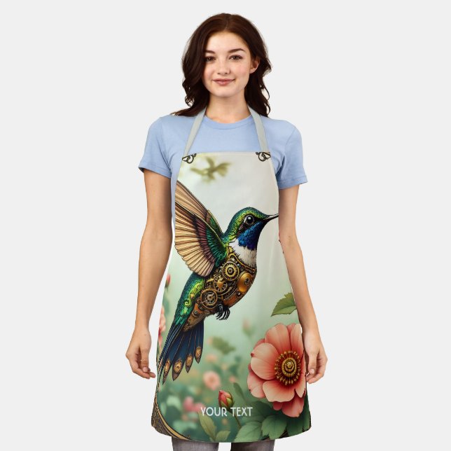 Tablier Imaginaire Cute Steampunk Fleurs d'oiseaux (Porté)