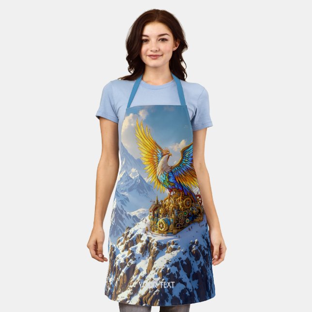 Tablier Imaginaire Cute Steampunk Mountains Phoenix (Porté)