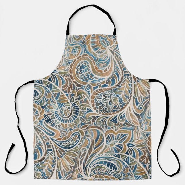 Tablier Impression à main Paisley multicolore (Recto)