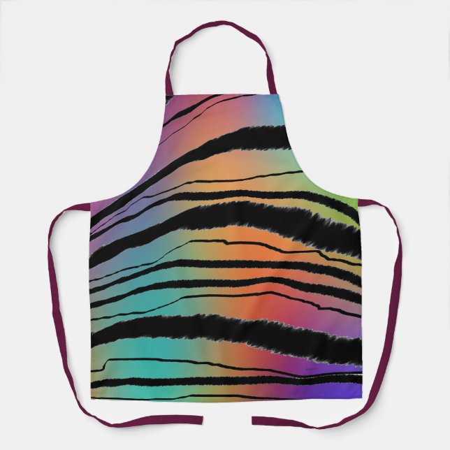 Tablier Impression Animaux Arc-en-Ciel Cuisine de Chef Art (Recto)