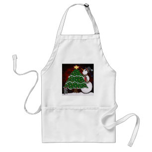 Tablier Impression d'art Surprise Bonhomme de Neige Arbre