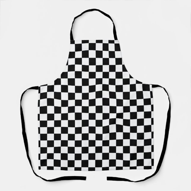 Tablier Impression numérique d'échecs en noir et blanc (Recto)