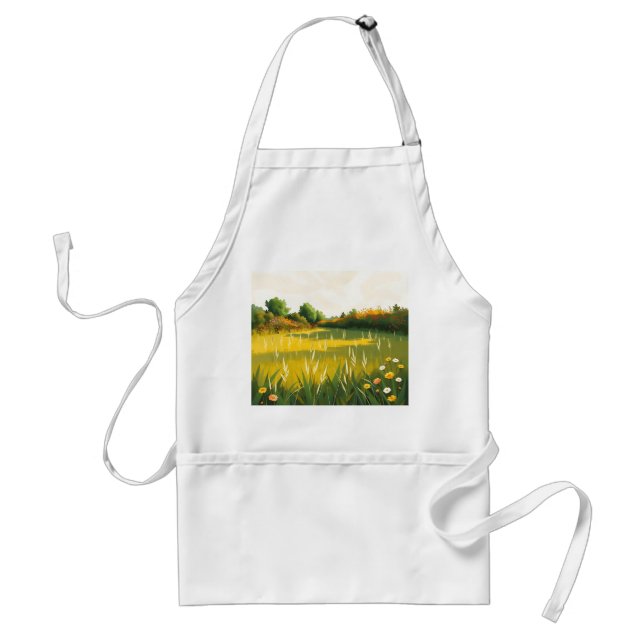 Tablier Impressionniste prairie calme (Devant)