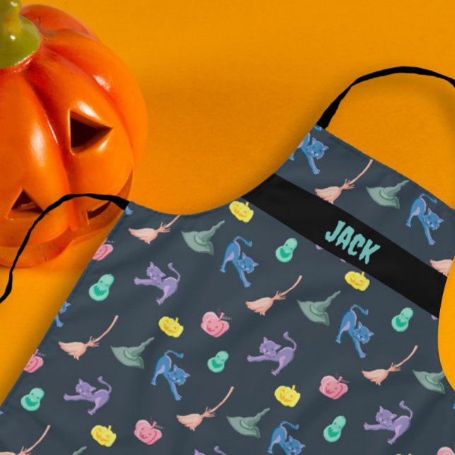 Tablier imprimé d'Halloween terrifiant et enchanteur, pers (terrifying and enchanting Halloween, customisable Apron)