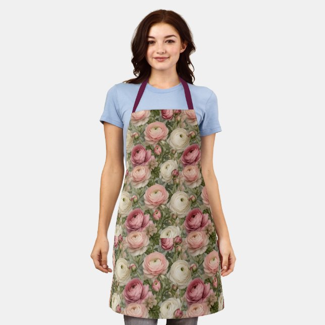 Tablier Imprimé floral de renoncule sophistiqué (Porté)