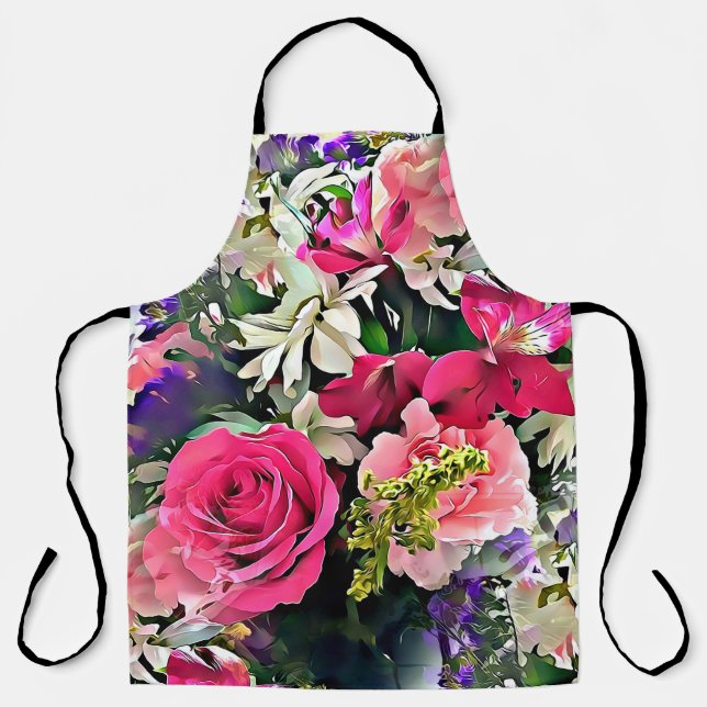 Tablier Imprimé floral tropical de fleurs omniprésentes (Recto)