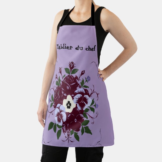 Tablier Imprimé Intégral Bouquet de Violettes (Insitu)