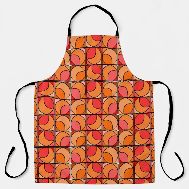 Tablier imprimé seventies orange (Recto)