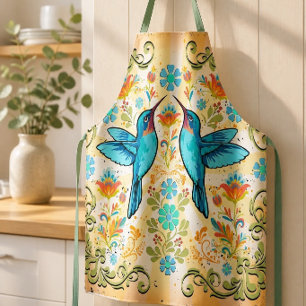 Tablier Imprimé tout en couleurs de colibri bohème coloré