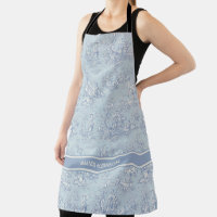Imprimé vintage bleu gris toile de jouy
