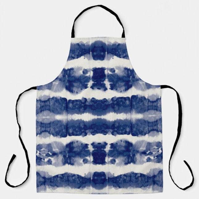 Tablier Indigo Art : Chaos Aquarelle Abstrait. (Recto)