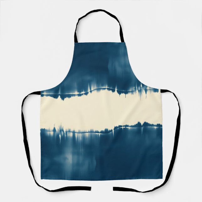 Tablier Indigo Shibori Abstrait Moderne Horizontal (Recto)