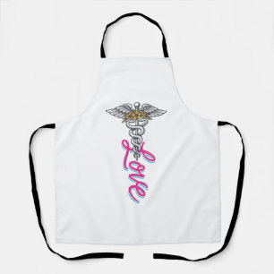 Tablier Infirmière Amour Caducée Floral Médical Design Ver