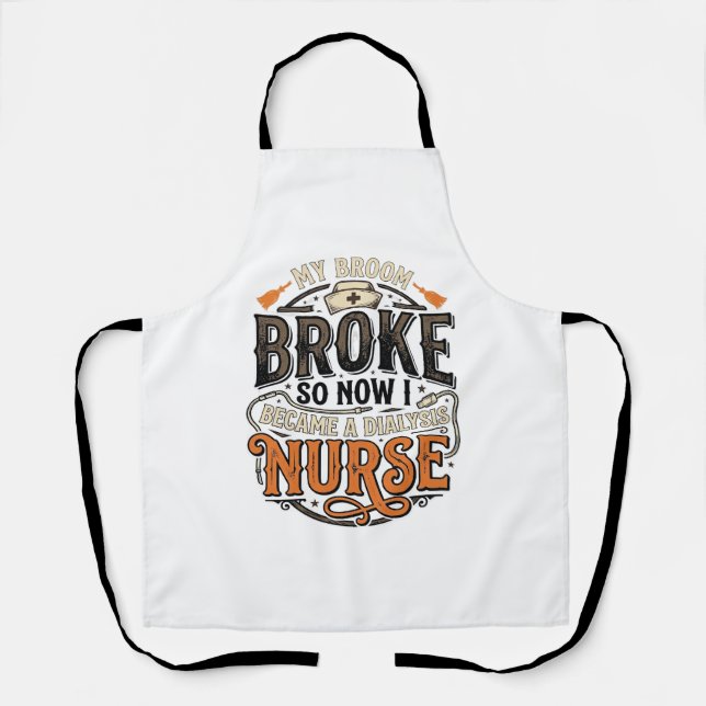 Tablier Infirmière de dialyse Halloween Balai Cassa Concep (Recto)