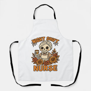 Tablier Infirmière de nuit florale squelette Halloween RN