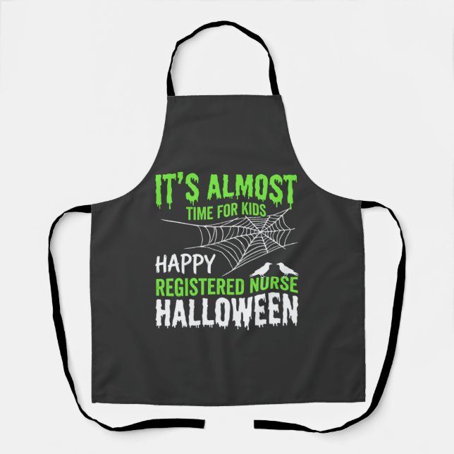 Tablier Infirmière diplômée Halloween Toile d'araignée et  (Recto)