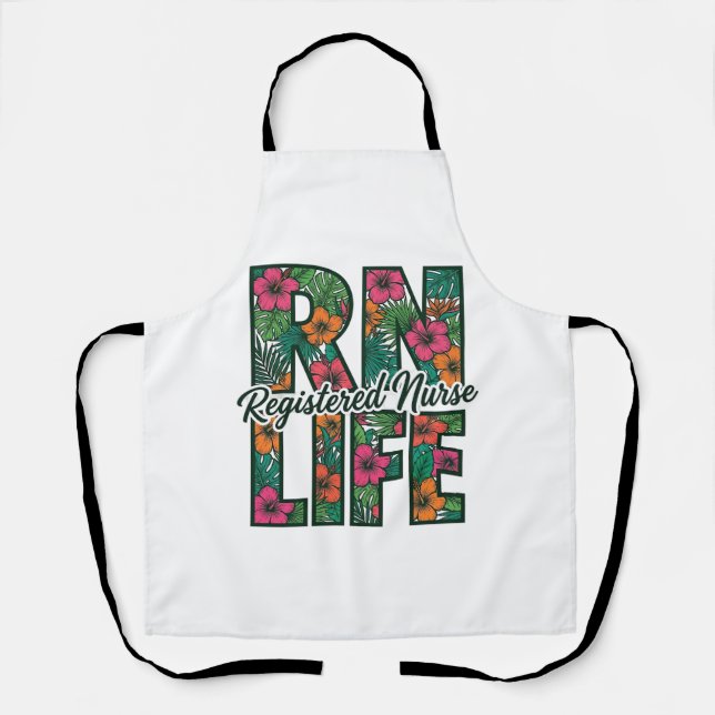 Tablier Infirmière diplômée RN Life Floral Vector Design_1 (Recto)