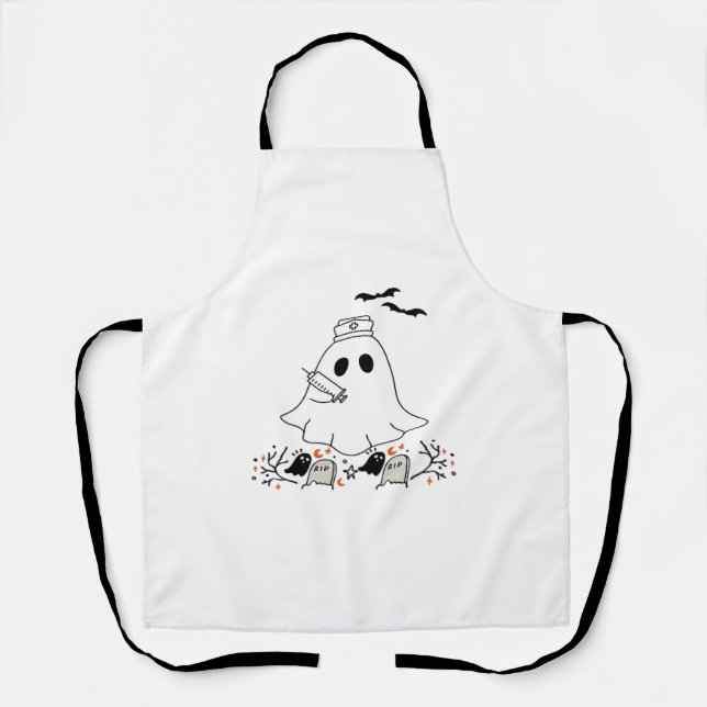 Tablier Infirmière Ghost mignonne Halloween Design T-shirt (Recto)