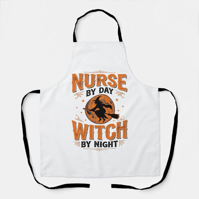 Tablier Infirmière le jour sorcière la nuit Design Hallowe (Recto)