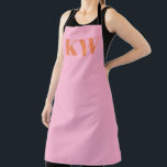 Tablier Initiales du Monogramme rose moderne personnalisée<br><div class="desc">Initiales du monogramme rose moderne Apron personnalisé</div>