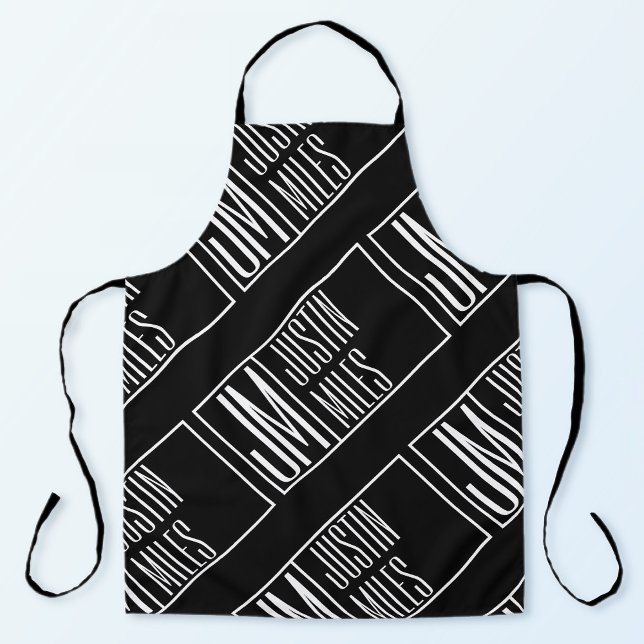 Tablier Initiales modernes avec motif de monogramme de nom (Créateur téléchargé)