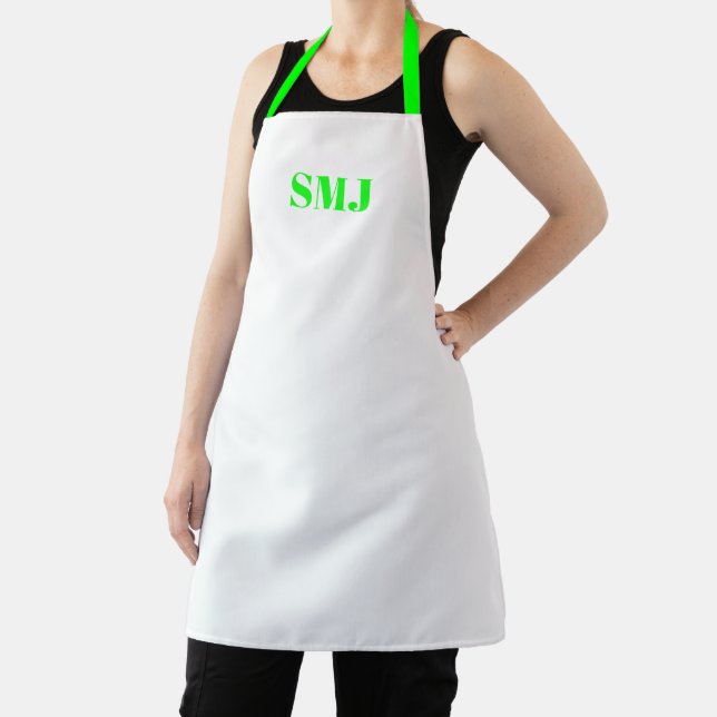 Tablier Initiales monogramme personnalisées modernes néon  (Insitu)