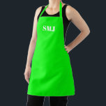 Tablier Initiales monogrammes modernes vert néon blanc per<br><div class="desc">Paraphes monogramme personnalisées modernes néon vert blanc Apron. Lettres blanches, arrière - plan vert néon. vous pouvez choisir la couleur de votre sangle grand cadeau pour maman, papa, amis et vous-même! Design moderne, minimaliste, simple et élégant. Idéal pour cuisiniers, chefs, poteries, céramiques, artisanat, travail, cuisine, boulangerie, barbecue, grill, mais aussi...</div>