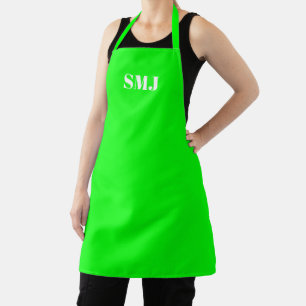 Tablier Initiales monogrammes modernes vert néon blanc per