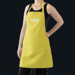 Tablier Initiales monogrammes personnalisées modernes jaun<br><div class="desc">Paraphes monogramme personnalisées modernes soleil jaune blanc Apron. lettres blanches, illuminant jaune arrière - plan. vous pouvez choisir la couleur de votre sangle. grand cadeau pour maman, amis et vous-même! Design moderne, minimaliste, simple et élégant. Idéal pour cuisiniers, chefs, poteries, céramiques, artisanat, travail, cuisine, boulangerie, barbecue, grill, mais aussi pour...</div>