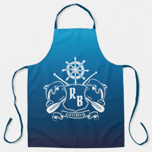 Tablier Insigne marin Les dauphins Helm Oars Bouclier naut