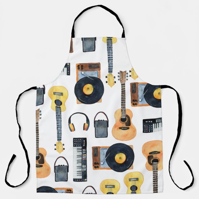 Tablier Instruments de musique : aquarelle transparente (Recto)