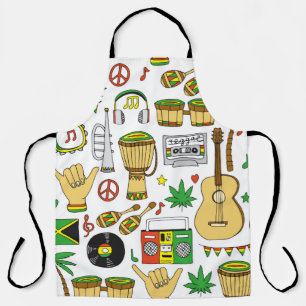 Tablier Instruments de musique motif sans faille. Reggae