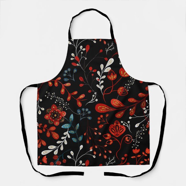 Tablier Intricate floral pattern with gold and white  apro (Recto)