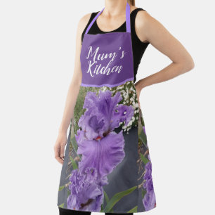 Tablier Iris Fleurs Fleurs Violet Lavande Lilac Apron