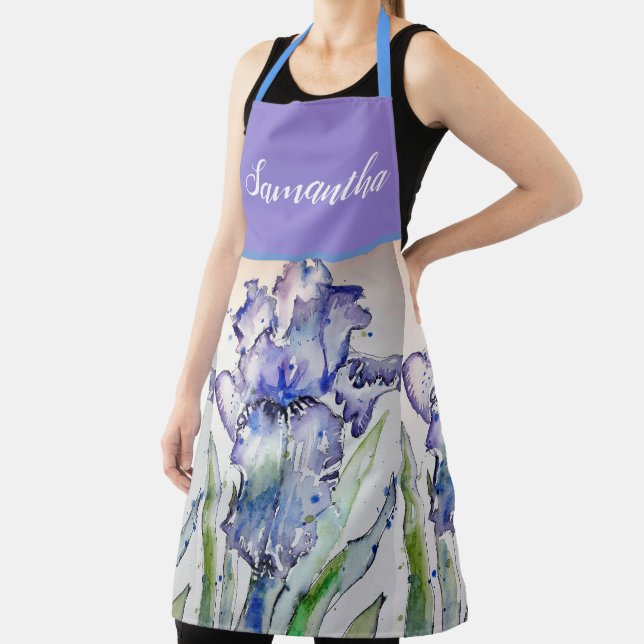 Tablier Iris Floral Shabby Chic Purple Lavender Apron (Insitu)