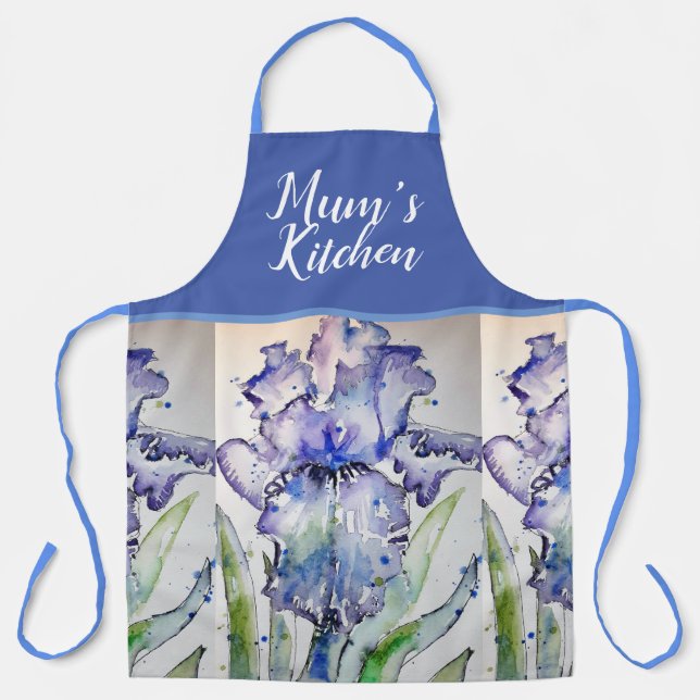 Tablier Iris Floral Shabby Chic Purple Lavender Mum Apron (Recto)