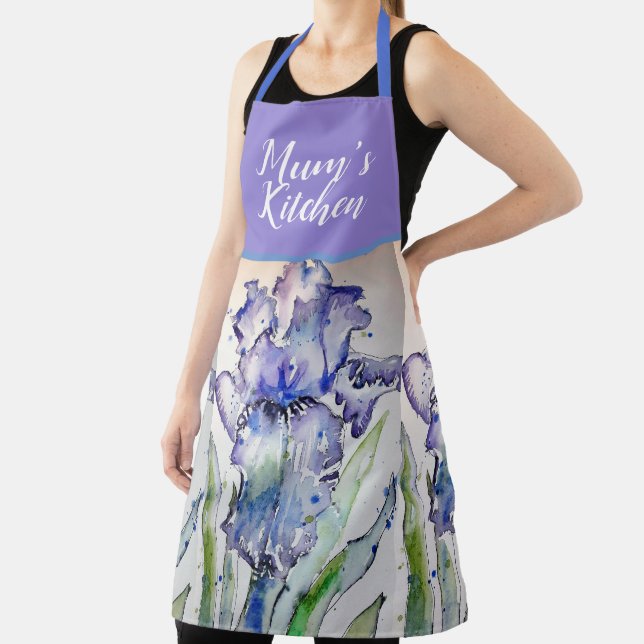 Tablier Iris Floral Shabby Chic Purple Lavender Mum Apron (Insitu)