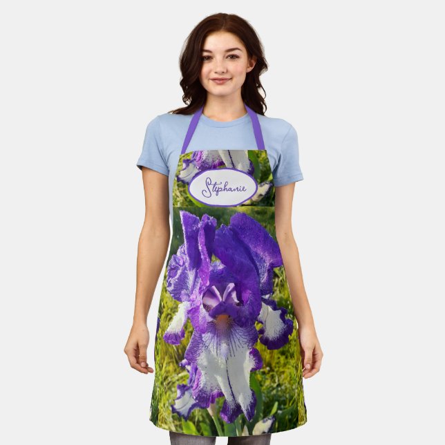 Tablier Iris iris fleurs fleuris Cottage Jardin Anniversai (Porté)
