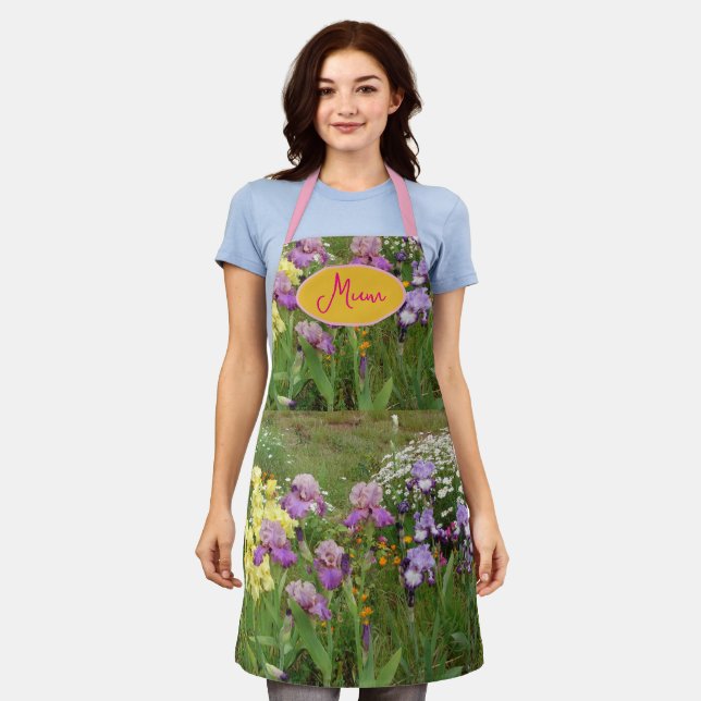 Tablier Iris iris fleurs fleuris Cottage Jardin Anniversai (Porté)