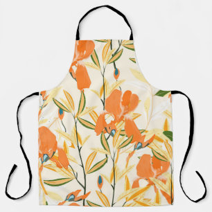 Tablier Iris orange : motif floral transparent