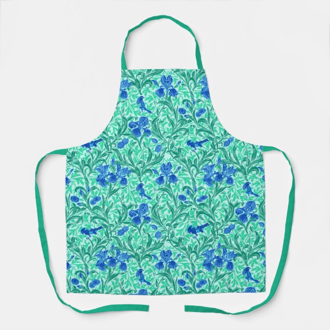 Tablier Iris William Morris, Bleu de Cobalt, Aqua et Sarce (Recto)