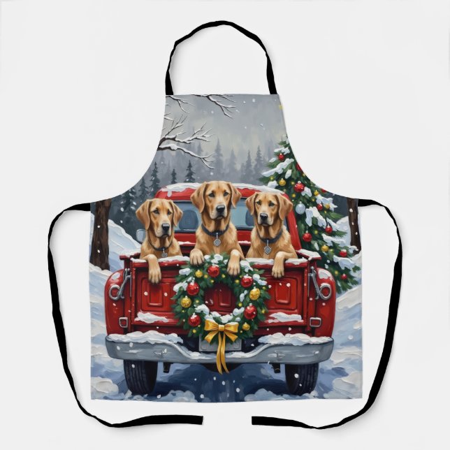 Tablier Irish Wolfhound Christmas Red Truck Holiday Gift (Recto)