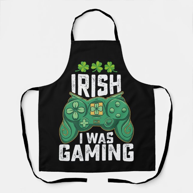 Tablier Irlandais Je Jouais Jeux Gamer St Patrick's Day (Recto)