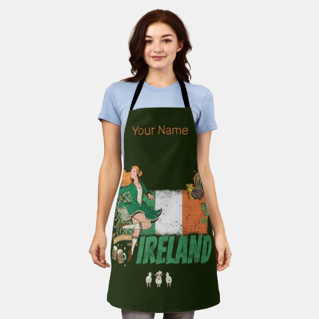 Tablier Irlande Pavillon Vintage St. Patrick's Day Retro (Porté)