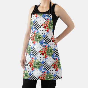 Tablier italien, art sicilien, patchwork, Fleurs d'été