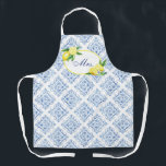 Tablier Italien Positano Toscane Carrelage bleu citron Mme<br><div class="desc">Italien Positano Toscane Carrelage bleu citron Mme apron. Modifiez le texte à n'importe quoi.</div>